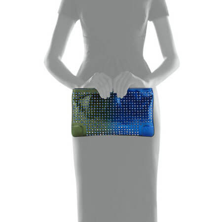 2015AW クリスチャン ルブタンコピー Christian Louboutin Loubiposh Spikes Clutch Bag☆Blue